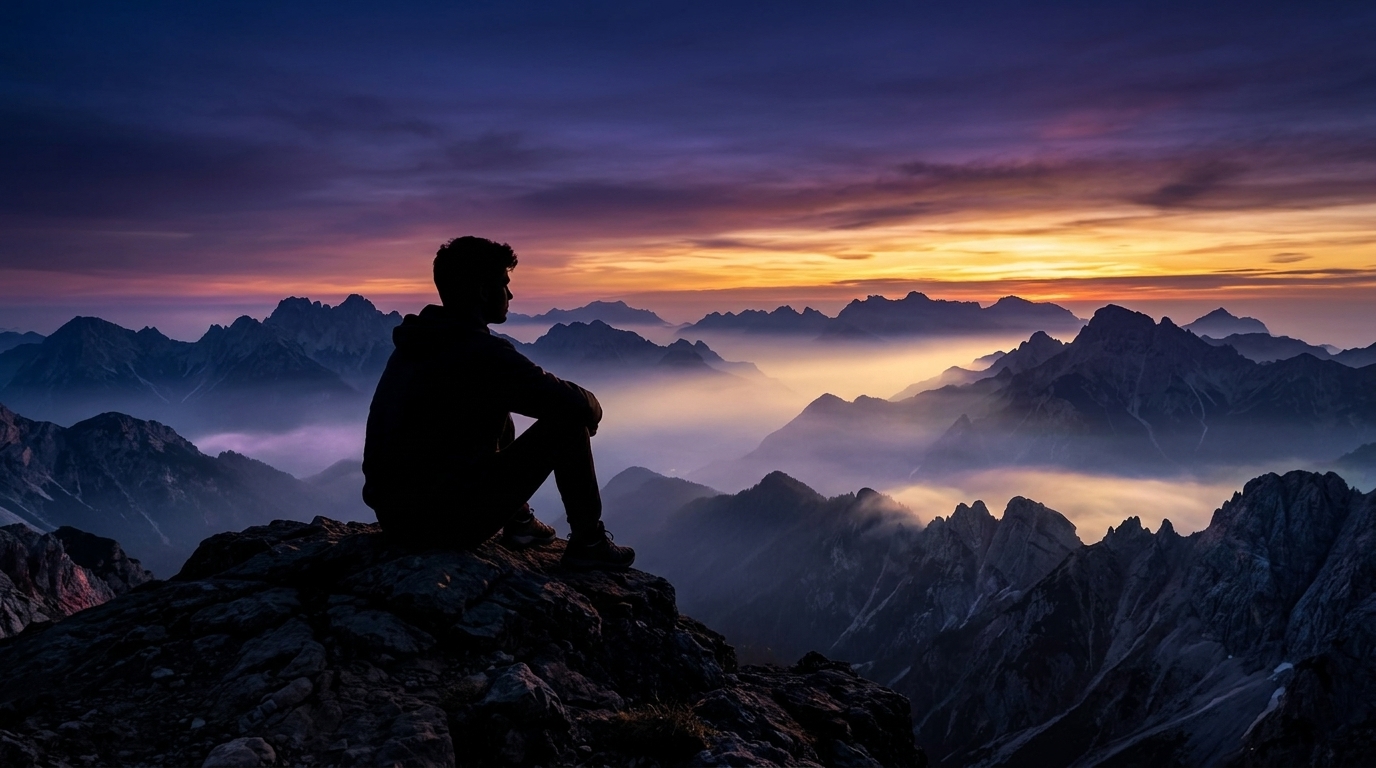 Co-Founder silhouette on mountain